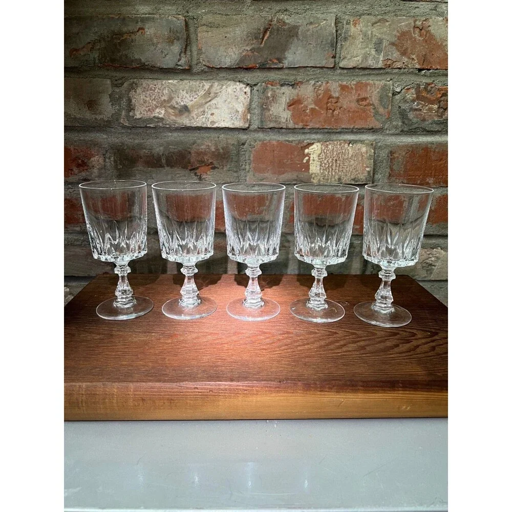 5 Crystal Cordial Glasses Vintage Stemware - Cristal d'Arque - no chips